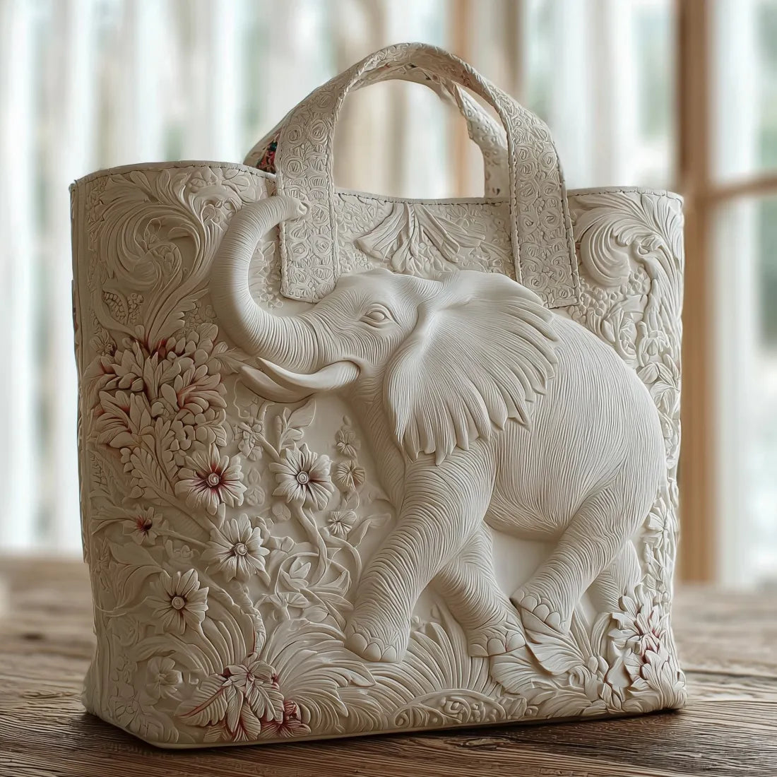 Bolsa artesanal con elefantes