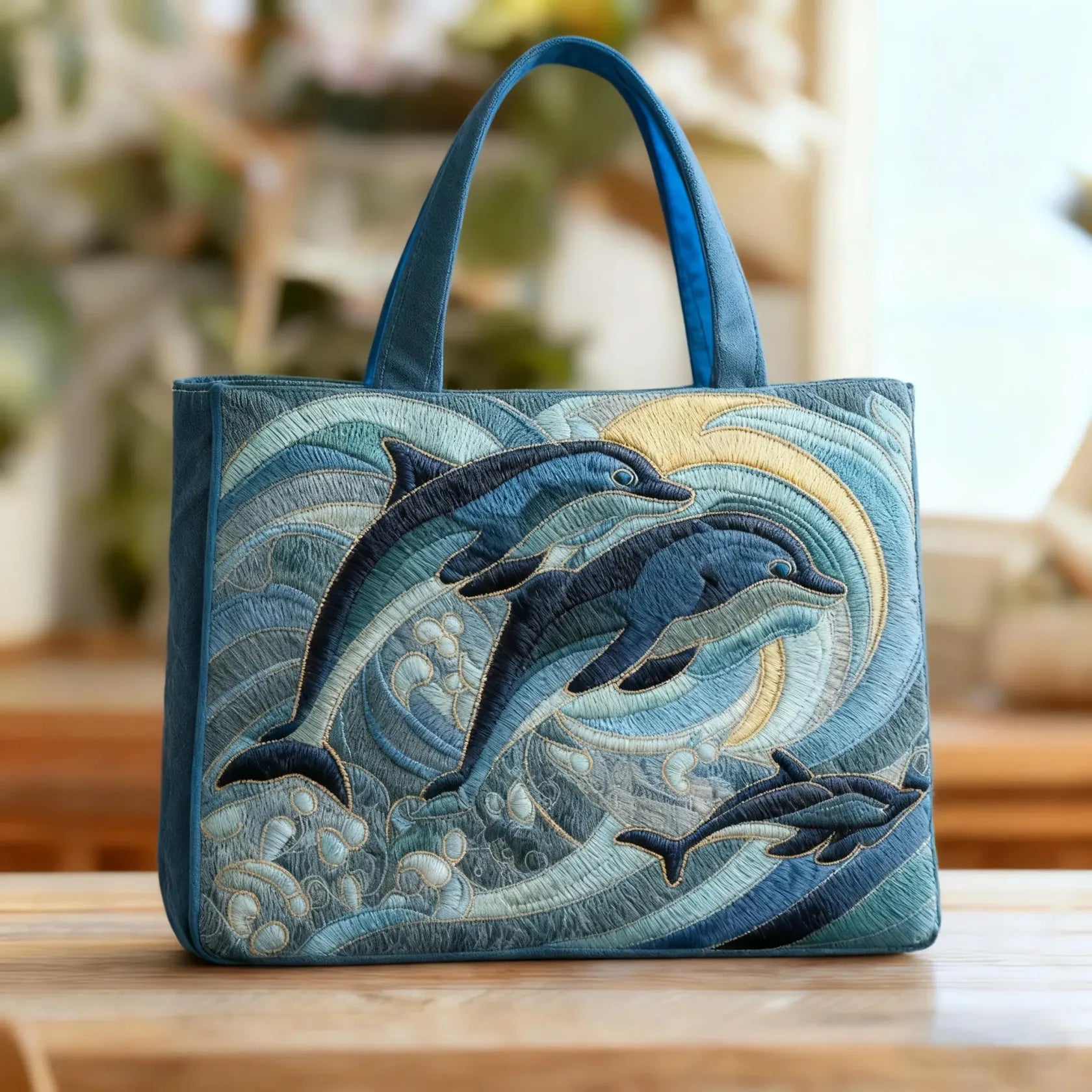 Bolsa artesanal con delfines