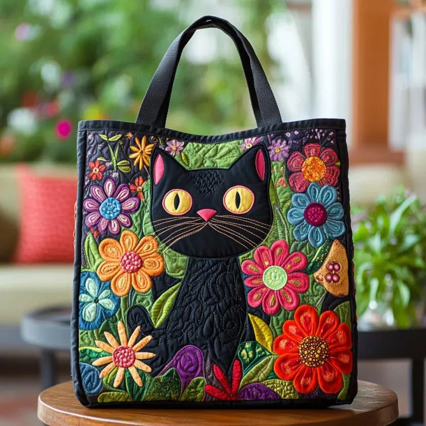 Bolso de hombro acolchado gato negro