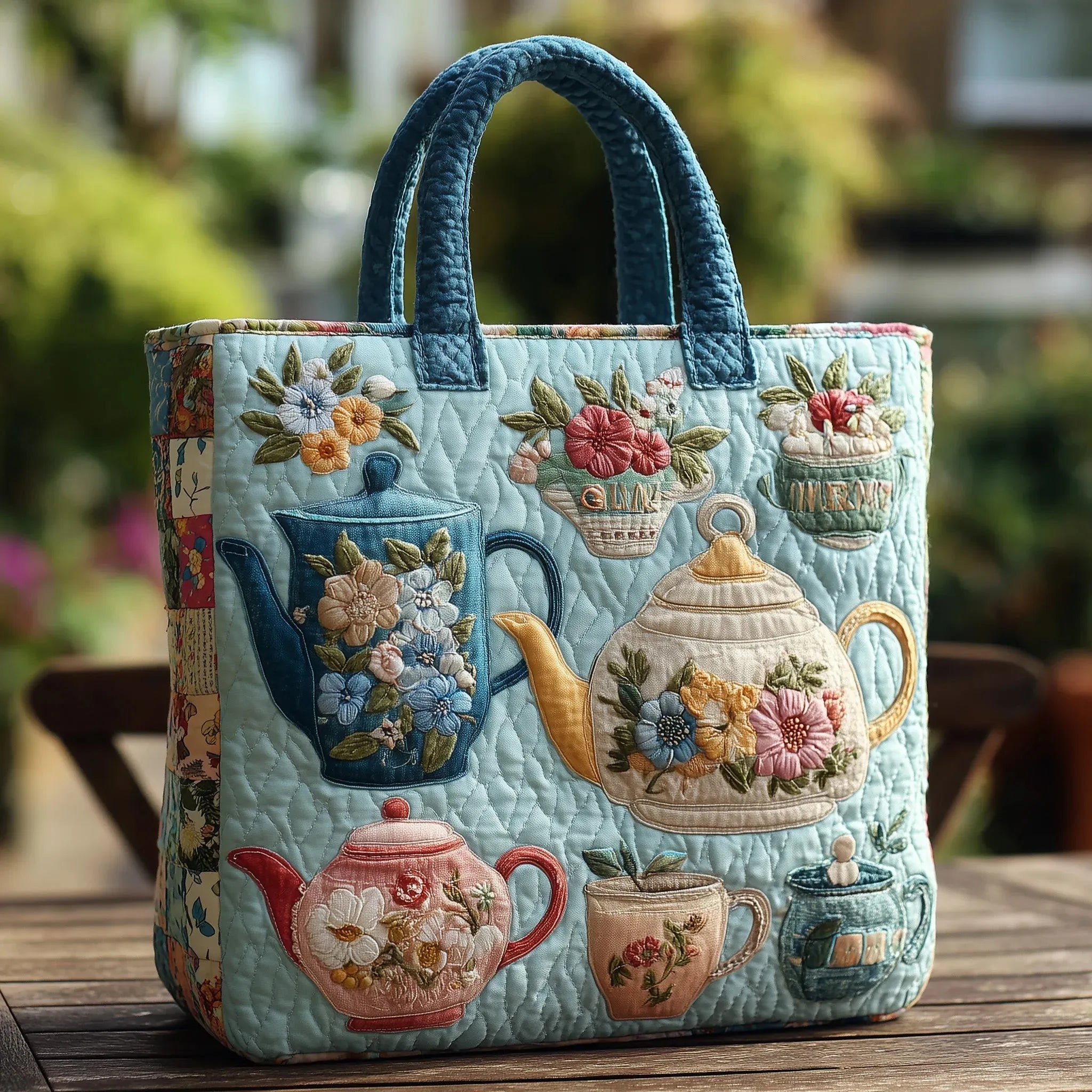 Bolsa acolchada con motivo floral