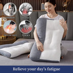 1+1 GRATIS | CONFORTSLEEP™ - La única almohada viscoelástica del mercado con soporte para la curvatura del cuello. (Incluye fundas GRATIS + 30 noches de prueba) *Medidas: 8x45x80cm