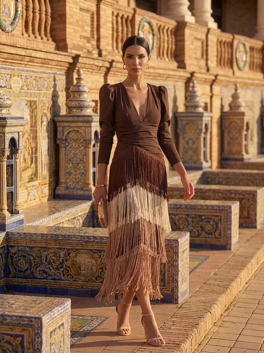 Vestido Flecos Salvia