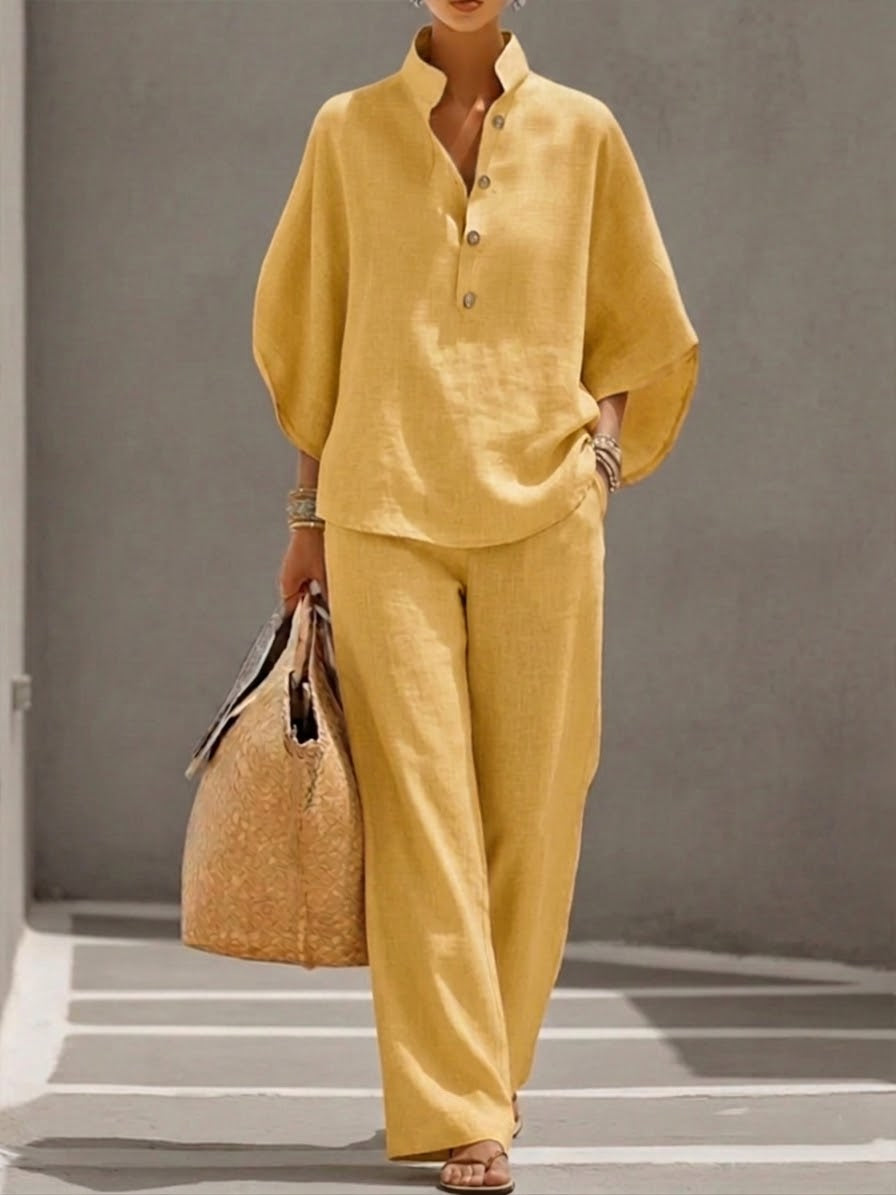 María | Conjunto completo con mangas murciélago y pantalones amplios
