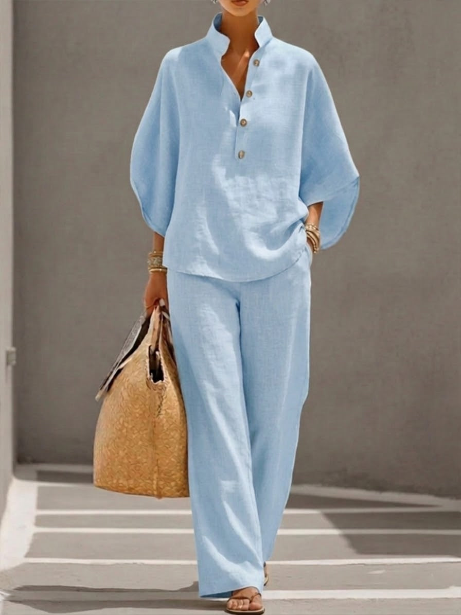 María | Conjunto completo con mangas murciélago y pantalones amplios